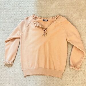 Women's Ruffled V-Neck Sweater - tan